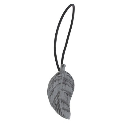 Gray and Black Magnetic Wooden Leaf Curtain Tiebacks Set