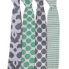 Bacati - Ikat Mint/Gray Dots/Stripes Swaddling Muslin Blankets set of 4 - 3 of 4