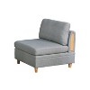 Royal Hampton 37 Inch Modular Armless Sofa Chair, Light Gray Dorris Fabric, Wood - 2 of 4