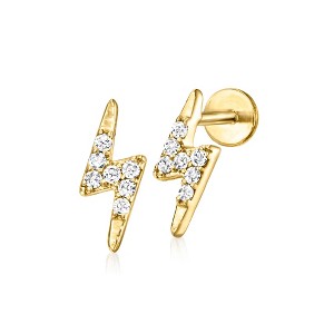 RS Pure by Ross-Simons 0.10 ct. t.w. Diamond Lightning Bolt Flat-Back Stud Earrings in 14kt Yellow Gold - 1 of 4