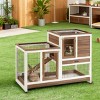 Aortzio 43.3"W Wooden Rabbit Hutch,Pet Cage with Wheels&Removable Tray - 2 of 4