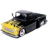 1955 Chevrolet Stepside Pickup Truck Matt Black with Yellow Flames "Just Trucks" Series 1/24 Diecast Model Car by Jada - 2 of 3