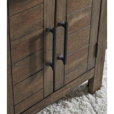 Rustic Brown Wood End Table with Storage Cabinet