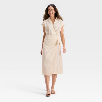 Women's Short Sleeve Wrap Waist Midi Shirtdress - Universal Thread™
