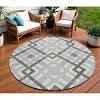 Gray Charcoal And Ivory Geometric Washable Indoor Outdoor Area Rug - 2 of 4
