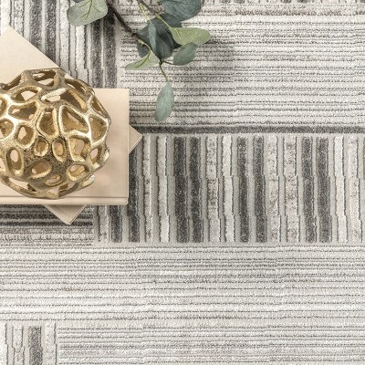 Reversible Abstract Synthetics Area Rug, 5' x 8', Gray