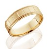 Pompeii3 6mm Flat Brushed Hand Carved Mens 14K Yellow Gold Flat Wedding Band - 2 of 3