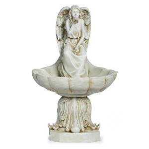 Roman 19.25" Angel Bird Bath Resin Outdoor Garden Statue Gray - 1 of 4