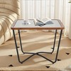 Hrinhom 23.6"W Modern Square Coffee Table ,Wood Side Table With Glass Top,Metal Legs - 3 of 4