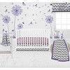 Bacati - Ikat Dots Leopard  Purple Grey Girls 10 pc Crib Set with 2 Crib Fitted Sheets 4 Muslin Swaddling Blankets - 2 of 4