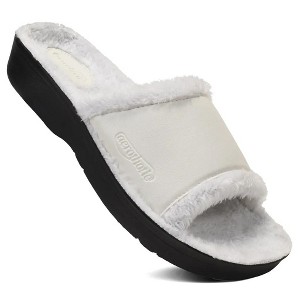 Aerothotic - Aspen Fuzzy Strap Ladies Arch Support Slides - 1 of 4