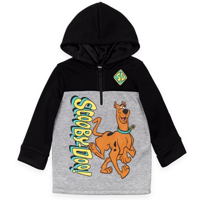 Scooby-doo Little Boys Fleece Half-zip Pullover Hoodie Grey / Black : Target