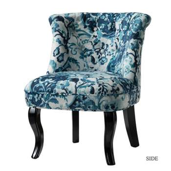 Side Accent Upholstered Velvet Tufted Chair with with Elegant pattern  | Karat Home