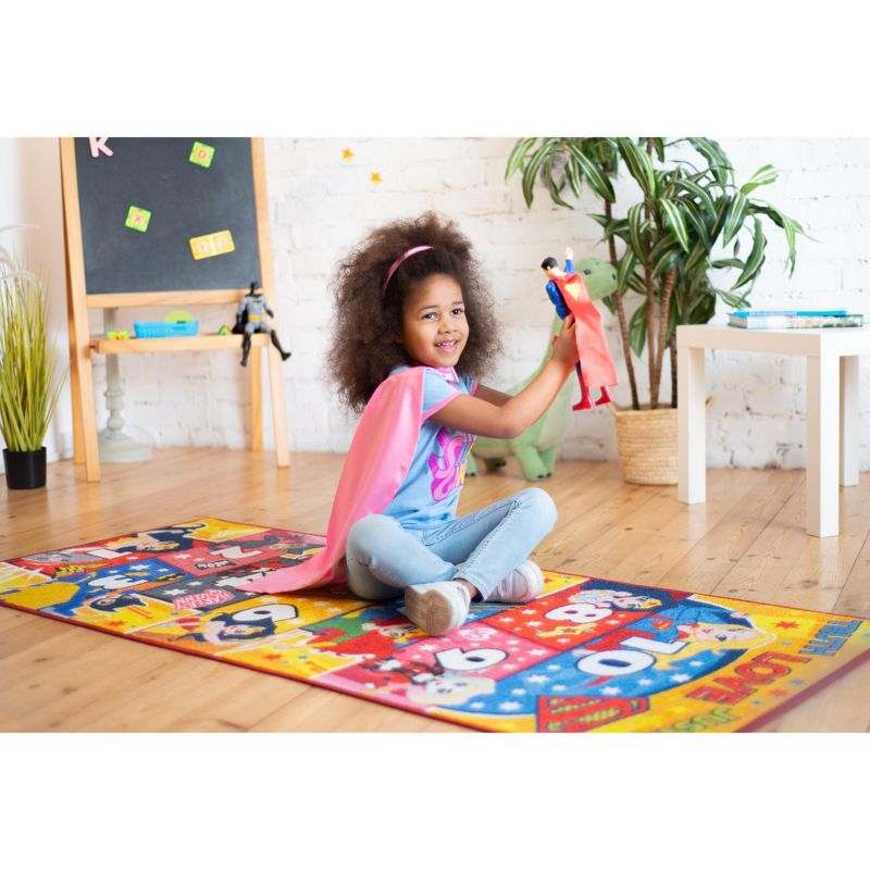KC CUBS | Justice League Girls Kids Hopscotch Number Counting Educational Learning & Game Play Nursery Bedroom Classroom Rug Carpet, 2' 7" x 6' 0", 5 of 11
