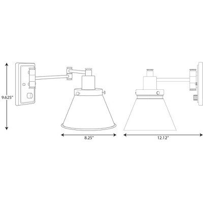 Black Steel Adjustable Swing Arm Wall Sconce