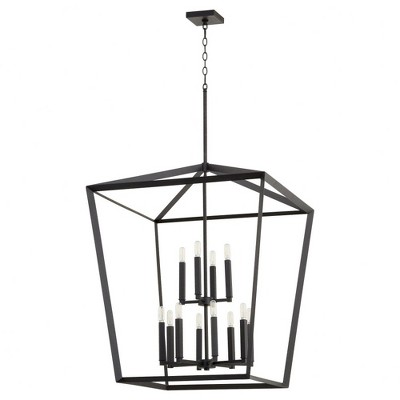 Quorum Lighting Manor 12-Light 2-Tier Pendant, Noir, 29W, 38H