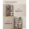 6-Tier Corner Bookshelf, Convertible Metal Frame Shelf with Adjustable Feet, 463 lb Capacity for Living Room Office, Rustic Brown & Black - 3 of 4