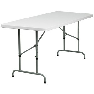 Flash Furniture 6-Foot Height Adjustable Granite White Plastic Folding Table - 1 of 4