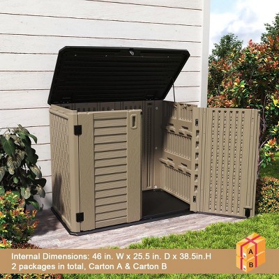 Syemin Storage Shed, Waterproof Storage Shed for Cleaning Tools and Garden Accessories, Brown, 50"*29.1"*41"