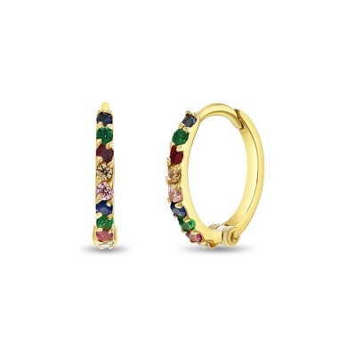 Girls' Jeweled CZ Huggie Hoop 14k Gold Earrings - In Season Jewelry