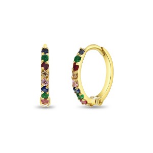 Girls' Jeweled CZ Huggie Hoop 14k Gold Earrings - In Season Jewelry - 1 of 4