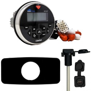 Clarion GR1BT MARINE USB/MP3/WMA/BT RECEIVER With Stinger SEADASH3B Black Marine Dash Kit and Flush Mount USB/AUX - 1 of 4
