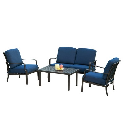 Maggift Patio Seating Sets Outdoor Bistro Set，Special Design, Chat and Conversation Furniture Set，for Garden, Living Room, Blue, 49.21"*31.06"*33.46"