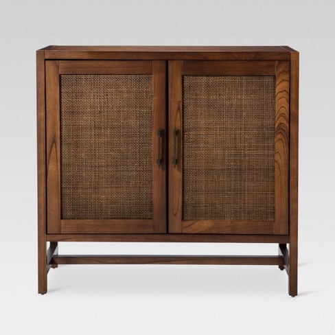 Warwick 2-Door Wood & Rattan Accent Cabinet - Threshold ...