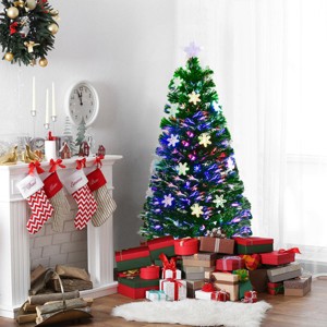 Costway Pre-Lit Fiber Optic Christmas Tree Multicolor Lights 4FT - 1 of 4