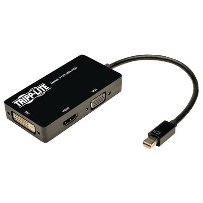 Tripp Lite Keyspan 1080p/1200 Mini DisplayPort™ to VGA/DVI/HDMI® All-in-One Adapter Video Converter, Black, 6 In., P137-06N-HDV