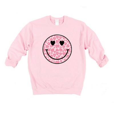 Simply Sage Market Women's Graphic Sweatshirt Leopard Heart Eyes Smiley