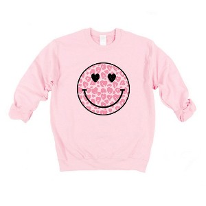 Simply Sage Market Women's Graphic Sweatshirt Leopard Heart Eyes Smiley - 1 of 4