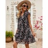 Women's Babydoll Mini Dress Summer V Neck Sleeveless Flutter Sleeve Boho Floral Flowy Shift Short Dress - 3 of 4