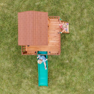 Echo Heights Elevated Cedar Playhouse with Slide and Kitchen