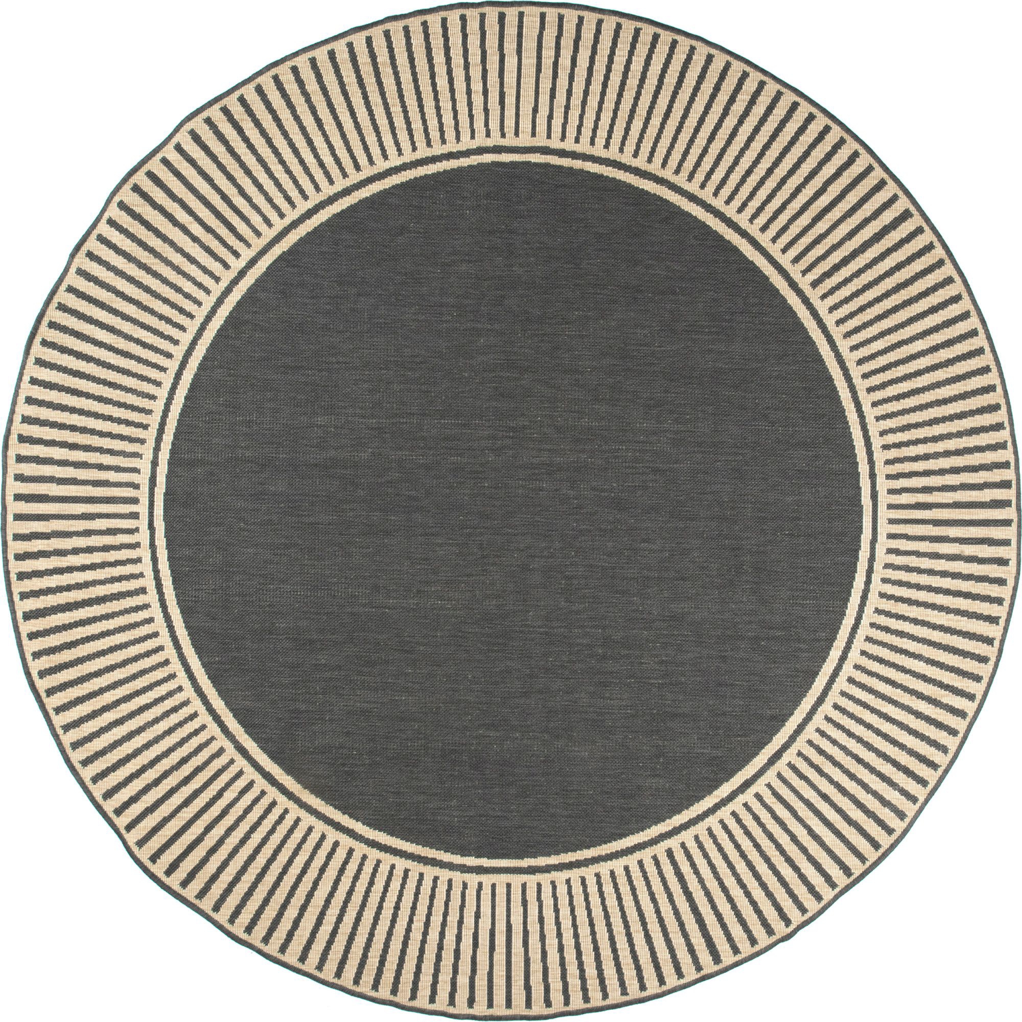Nuloom Asha Simple Striped Indoor/Outdoor Area Rug, Round 8', Dark Grey