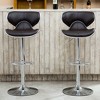 Roundhill Furniture Masaccio Cushioned Leatherette Upholstery Airlift Adjustable Swivel Barstool with Chrome Base, Brown, Set of 2 - 2 of 4