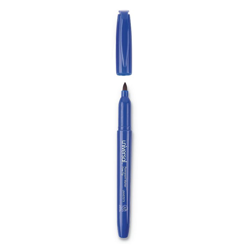 Universal Pen-Style Permanent Marker Bullet/Fine Blue 1 dozen 07073, 5 of 10