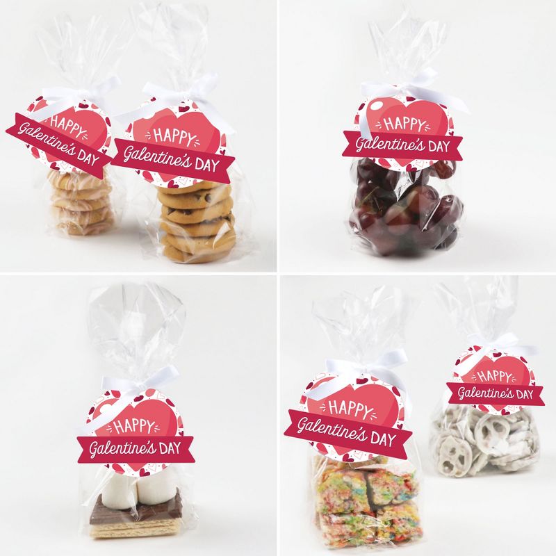 Big Dot of Happiness Happy Galentine's Day - Valentine's Day Party Clear Goodie Favor Bags - Treat Bags With Tags - Set of 12, 5 of 9