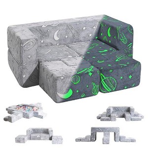 Dyonery 10-piece Creative modular game Assembly sofa cushion, convertible game foam sofa cushion, game room, bedroom furniture, with fluorescent£¬Grey - 1 of 4