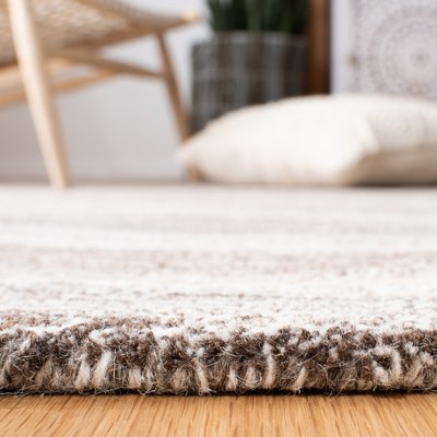 Ivory and Brown Hand-Tufted Wool 6' x 9' Area Rug