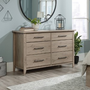 Sauder Summit Station Dresser Oak: Mid-Century Modern 6-Drawer Storage for Adult Bedroom - 1 of 4