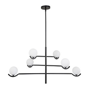 C Cattleya 6-Light Black Tiered Sputnik Chandelier with White Opal Glass, Adjustable height and G9 Bulb Included - 1 of 4