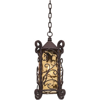 Seville Bronze Finish Outdoor Pendant Light with Champagne Glass