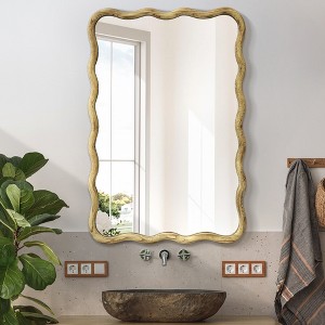 Beautyolove Rectangle Wood Framed Wavy Wall Mirror - 1 of 4