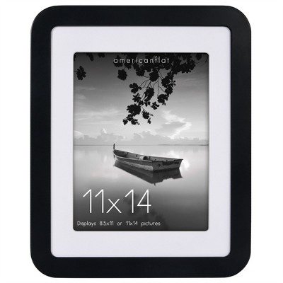 Americanflat Curved Corner Photo Frame With Mat & Shatter-Resistant Glass - Black