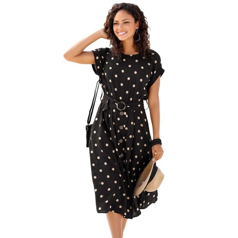 LASCANA Women's Belted Polka Dot Dress - image 1 of 4