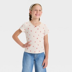 Girls' Short Sleeve Ribbed T-Shirt - Cat & Jack™ - 1 of 3