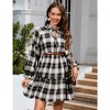 YESFASHION  Womens Tunic Dress Long Sleeve V Neck Tie 2025 Casual Loose Flowy Swing Shift Dresses Plaid Mini Dresses - 3 of 4