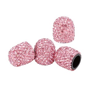 Unique Bargains Valve Stem Caps Handmade Faux Crystal Rhinestone Universal Auto Car Tire Valve Caps Chrome Dustproof Bling 4 Pcs - 1 of 4