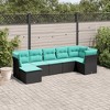vidaXL 7 Piece Outdoor Patio Sofa Set w/Cushions Black Poly Rattan Garden Furniture - Modular Design, Easy Maintenance - 2 of 4